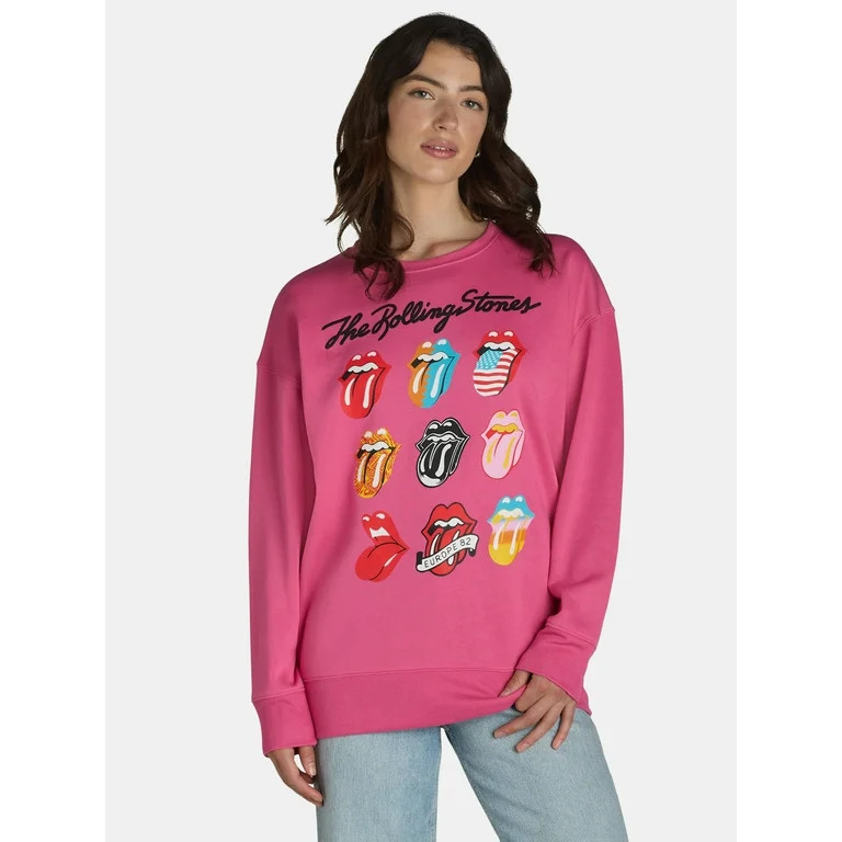 Time and Tru Women's Rolling Stones Graphic Pullover Sweatshirt, Sizes S-XXXL | Walmart (US)