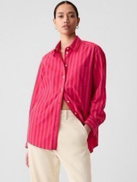 Perfect crisp long sleeve shirt for spring in the most fun color way stripe  

#LTKstyletip #LTKsalealert #LTKmidsize