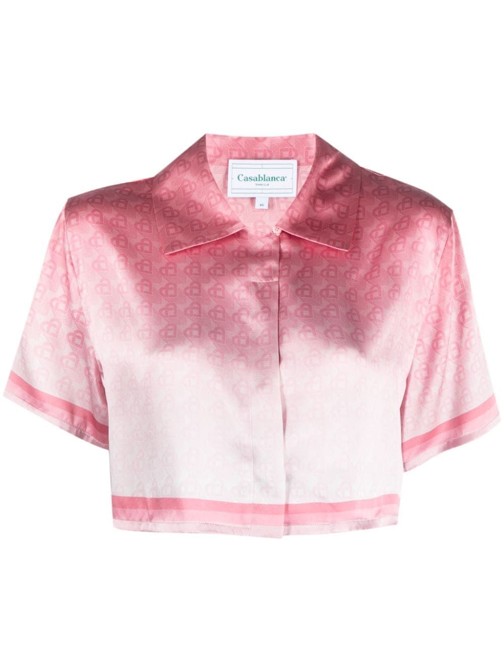Casablanca logo-pattern Cropped Silk Shirt - Farfetch | Farfetch Global