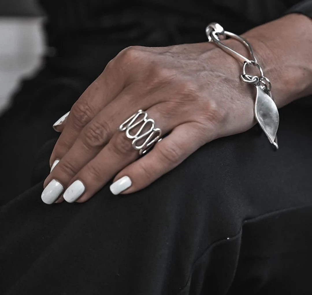 Spiral Design Ring, Boho Silver Spiral Statement Ring, Adjustable Geometric Ring - Etsy | Etsy (US)