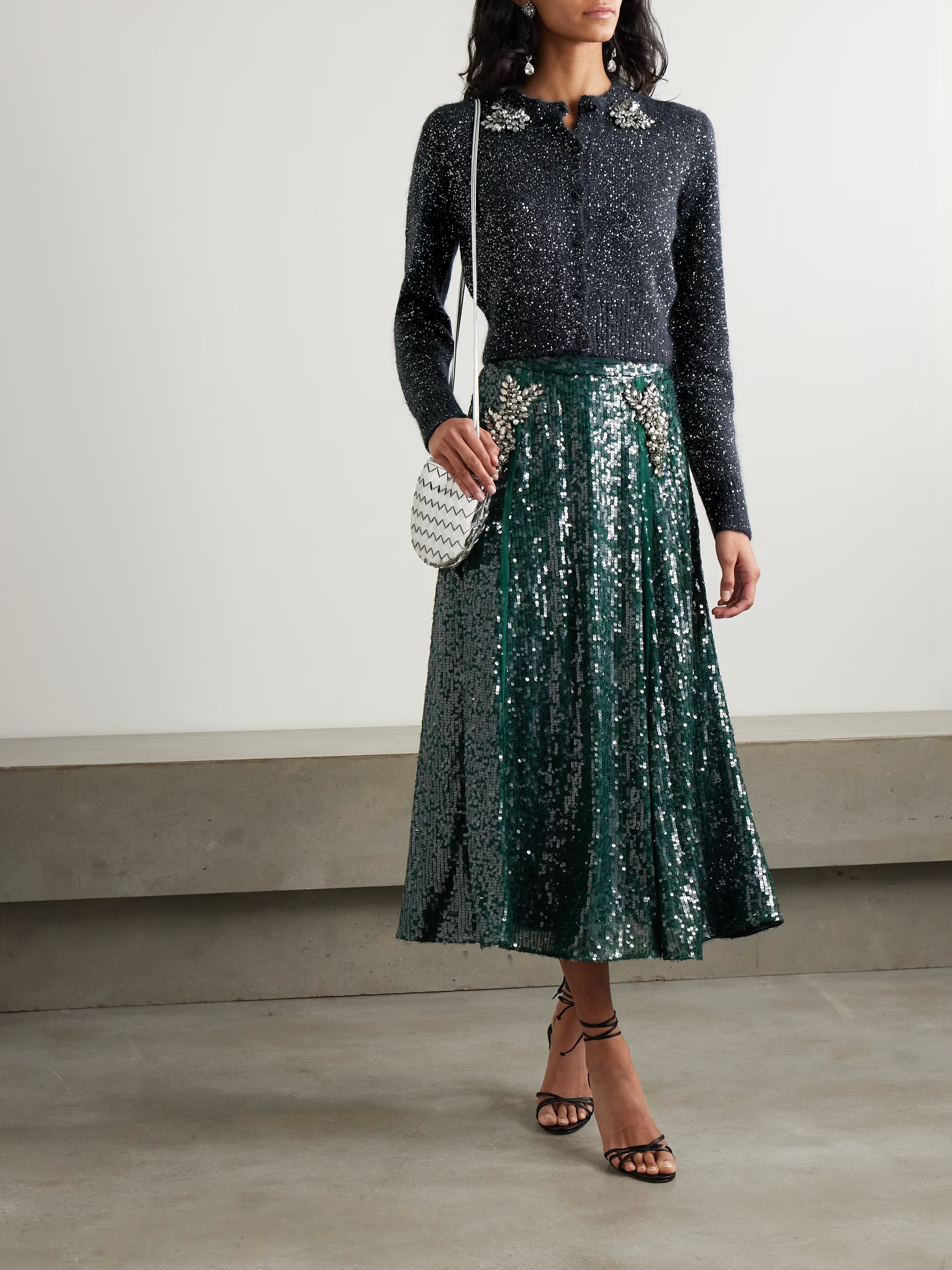Cropped embellished sequined alpaca-blend cardigan | NET-A-PORTER (UK & EU)