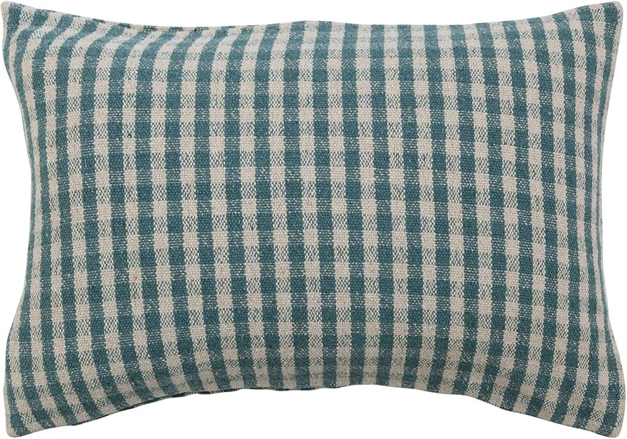 Amazon.com: Creative Co-Op Creative Co-Op Woven Recycled Cotton Blend Lumbar Pillow, Teal and White : Home & Kitchen | Amazon (US)