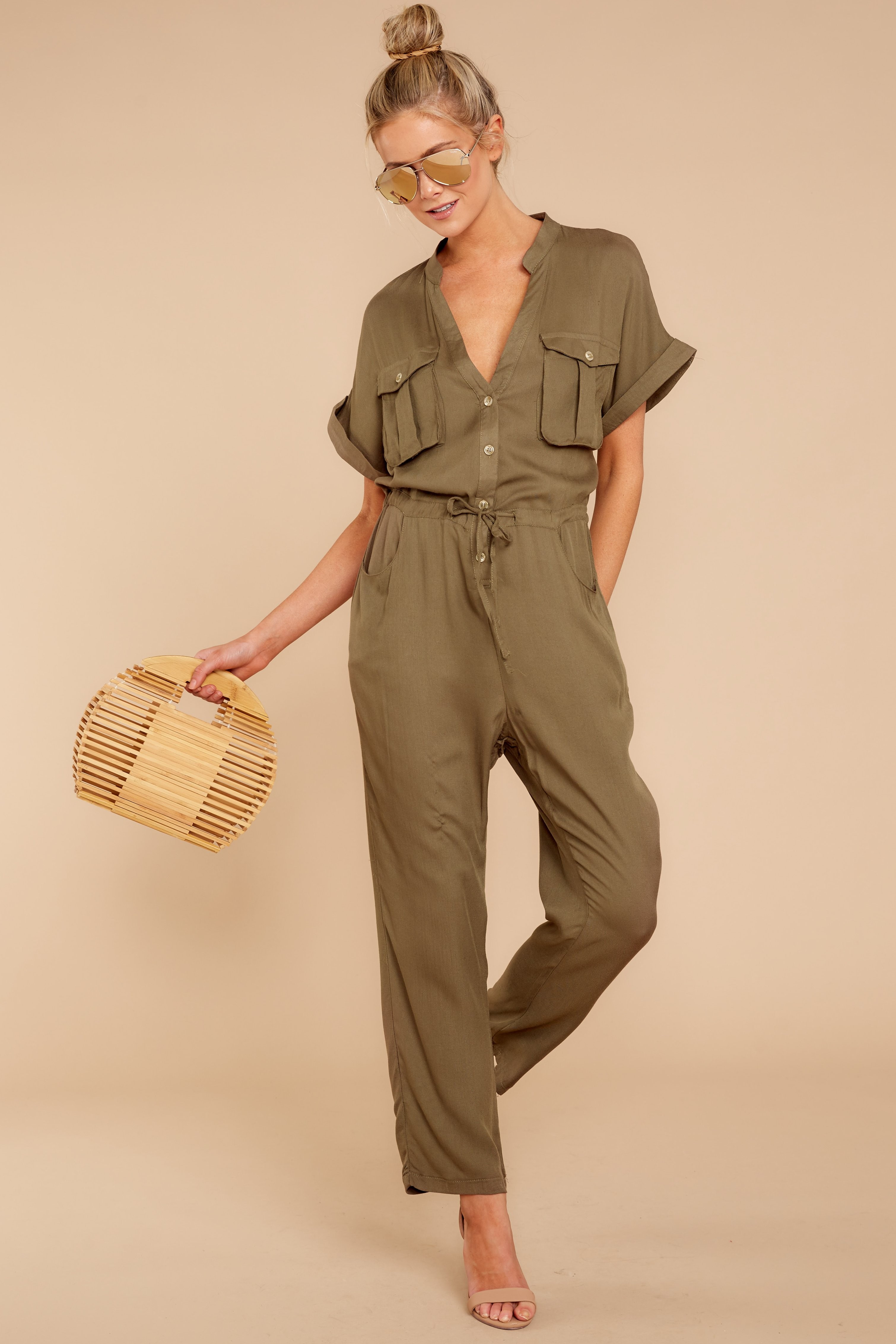 Come Together Olive Green Jumpsuit | Red Dress 
