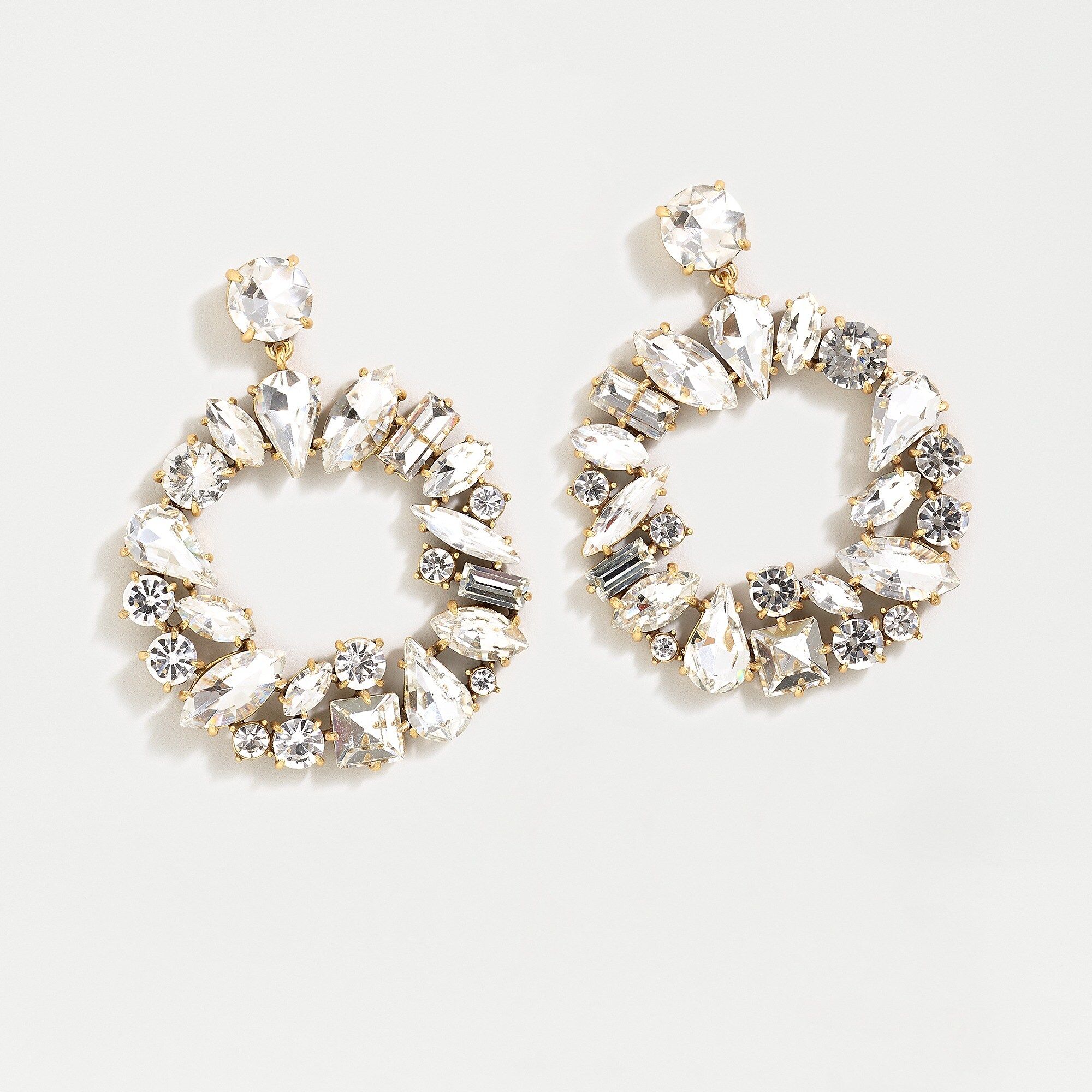 Mixed crystal circle statement earrings | J.Crew US