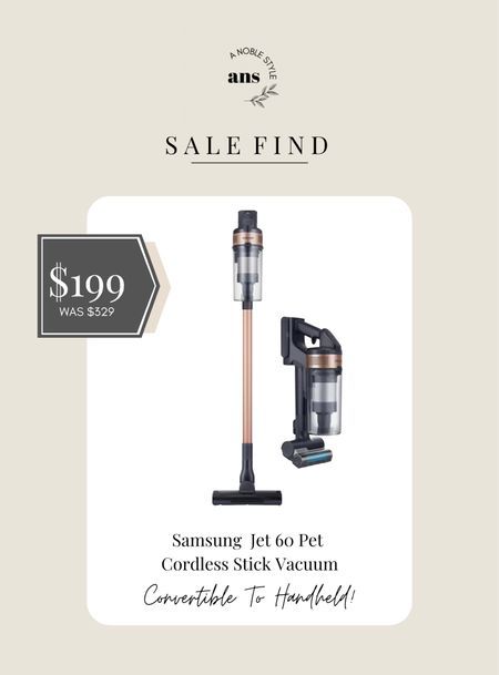 Samsung  Jet 60 Pet, Rose Gold Cordless Stick Vacuum (Convertible To Handheld) on sale for $199 at Lowe’s and Samsung.

#giftidea #cleaning #adulting

#LTKHoliday #LTKhome #LTKsalealert
