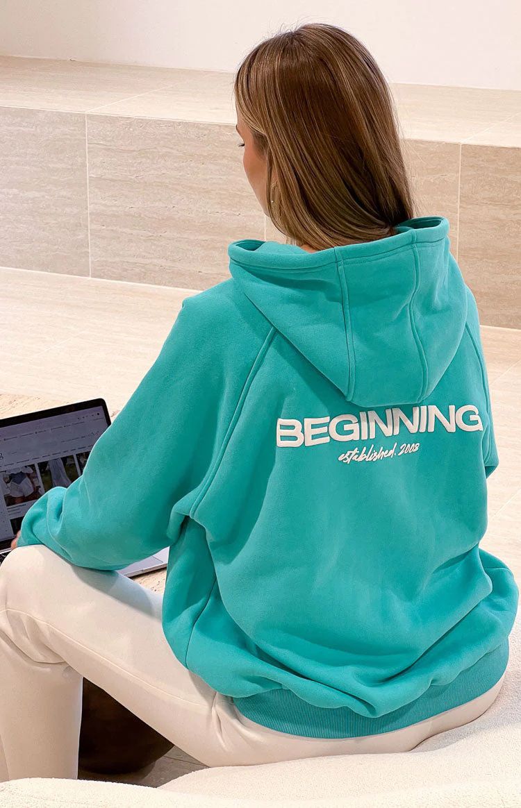 Beginning Teal Established Bubble Hoodie | Beginning Boutique (US)