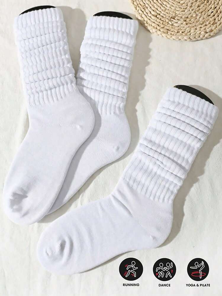 3 Pairs Women's Solid White Velvet Mid-Calf Socks (No Sock Card), Christmas Gift | SHEIN