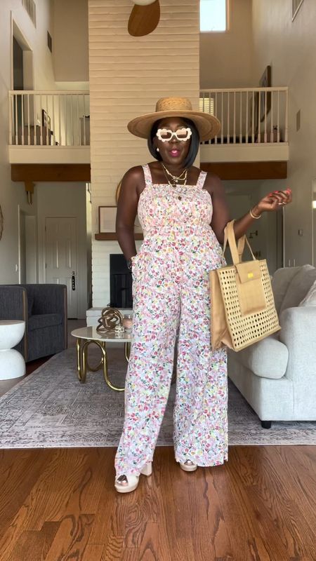 Perfect Summer party outfit!! Got this Amazon jumpsuit in a size Medium! Styled it with Amazon heels, Lack of Color hat, Target sunglasses, Free People layered necklace, pearl earrings and a large straw tote bag!!

#LTKshoecrush #LTKstyletip #LTKVideo