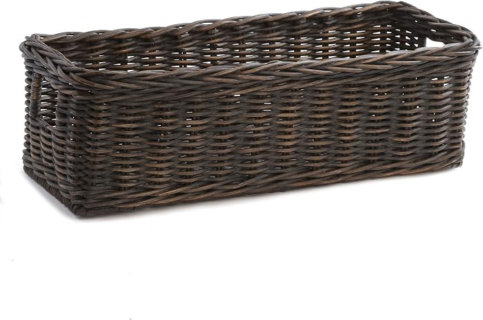 The Basket Lady Long Low Wicker Basket, M, Walnut Brown | Amazon (US)