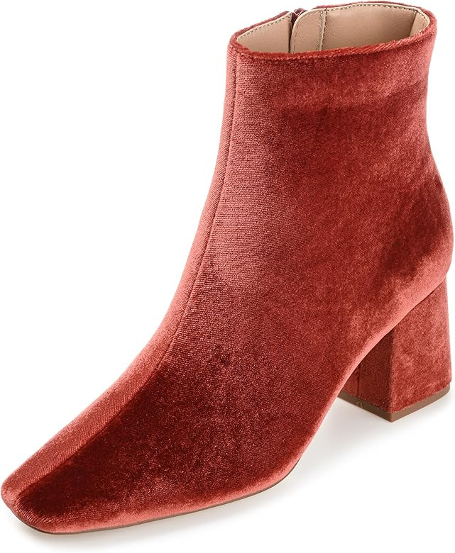 Journee Collection Womens Medium and Wide Width Hazara Square Toe Block Heel Ankle Booties | Amazon (US)