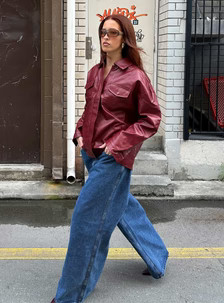 Callie Faux Leather Jacket Burgundy | Princess Polly US