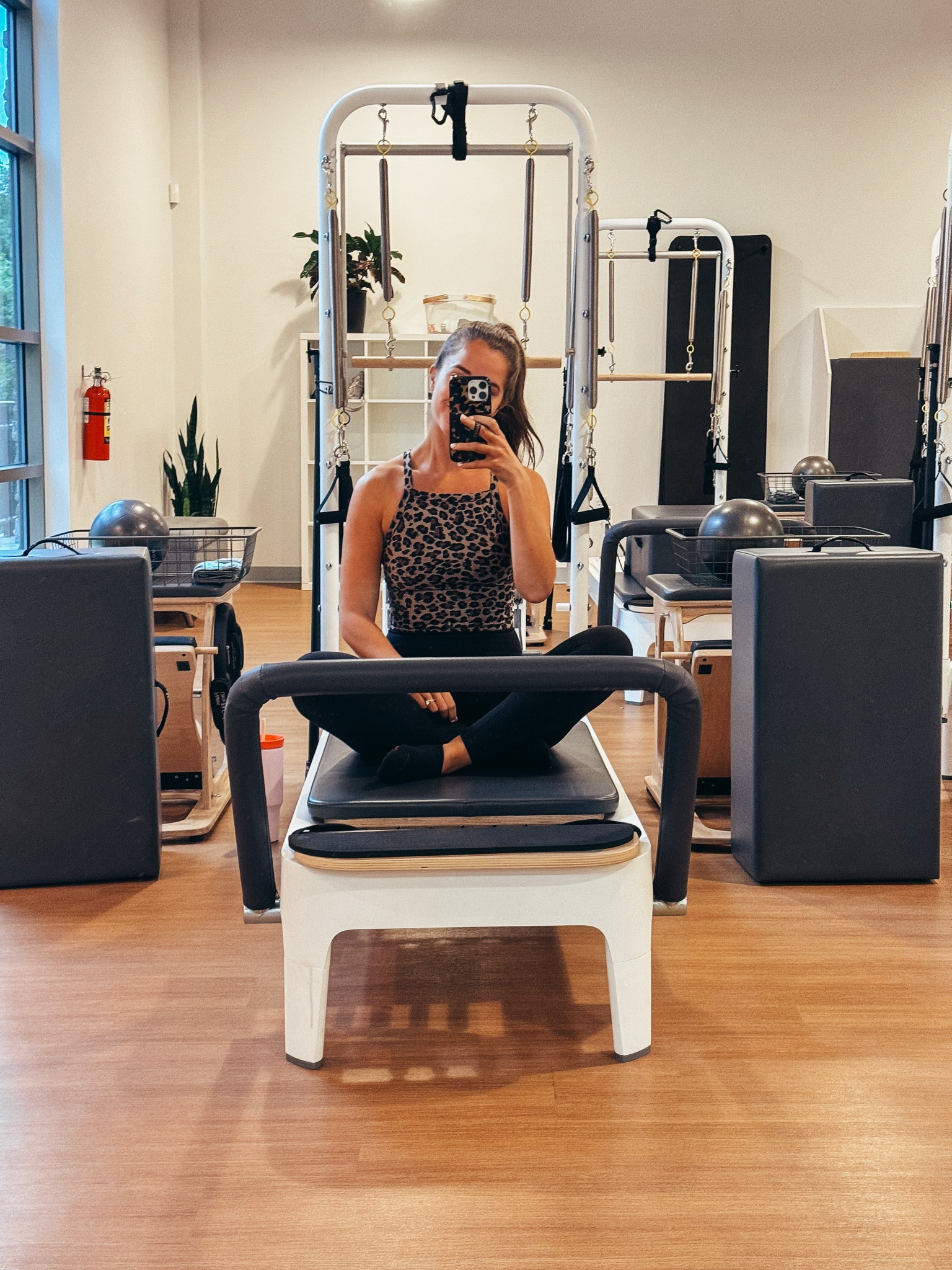 Pilates workout ootd 🧘🏻‍♀️ wearing a size small in the leopard top and size small in the leggings! 

#LTKFindsUnder50 #LTKActive #LTKFitness