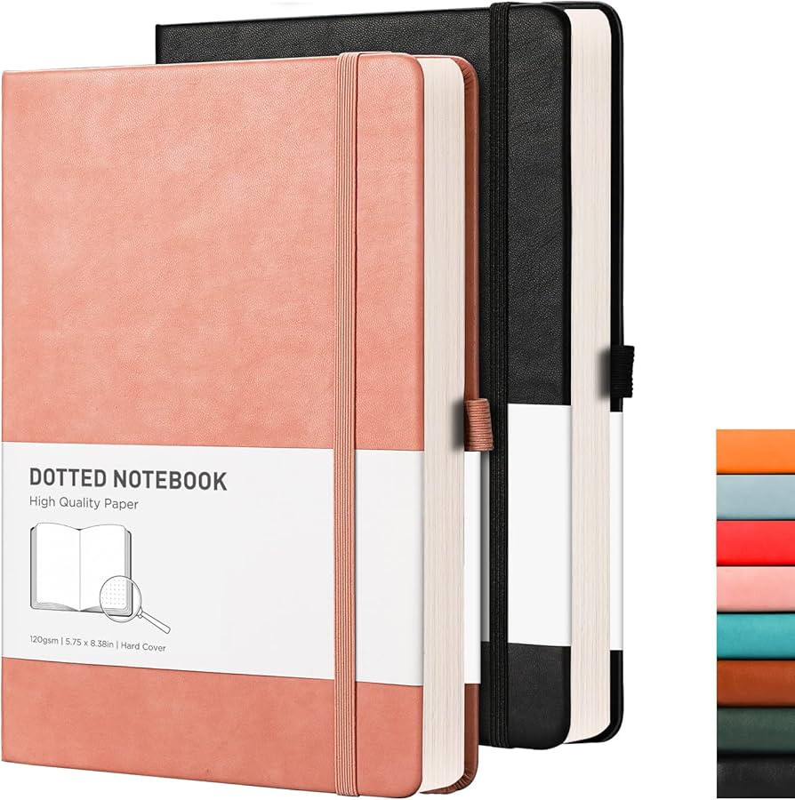 RETTACY Dotted Bullet Grid Journal 2 Pack - Dot Grid Hard Cover Notebook with 320 Pages,120gsm Th... | Amazon (US)