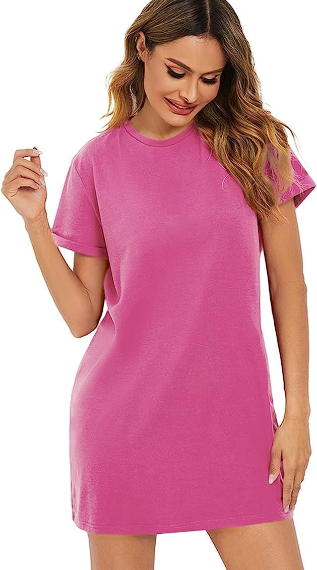 Milumia Women's Casual Tee Shirt Dress Short Sleeve Crew Neck Straight Short Dress | Amazon (US)