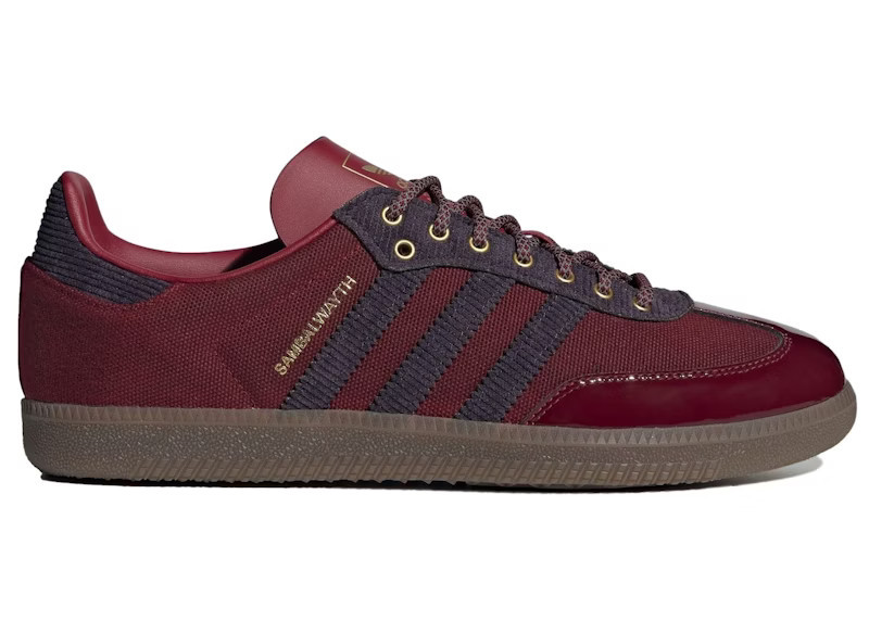 Men's Adidas Samba OG ALWAYTH College Burgendy Sneakers in College Burgundy/Aurora Black/Matte Gold | StockX