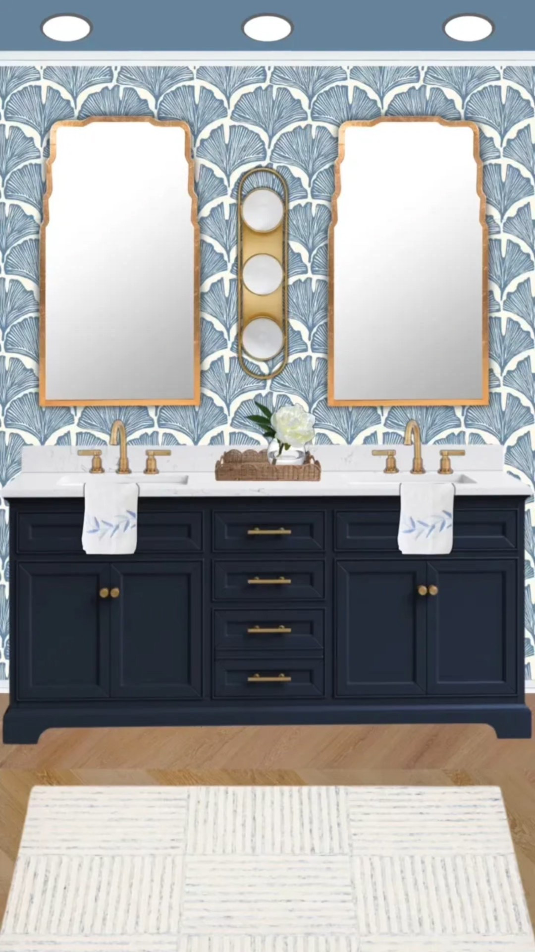 A fun blue bathroom design with wallpaper and multipcolored monochromatic blues 🩵💙🤍

#LTKHome #LTKSaleAlert #LTKdayinmylife