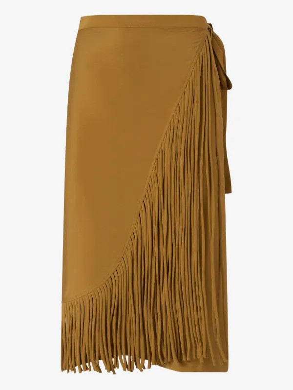 calf-length wrap skirt with fringing | Farfetch Global