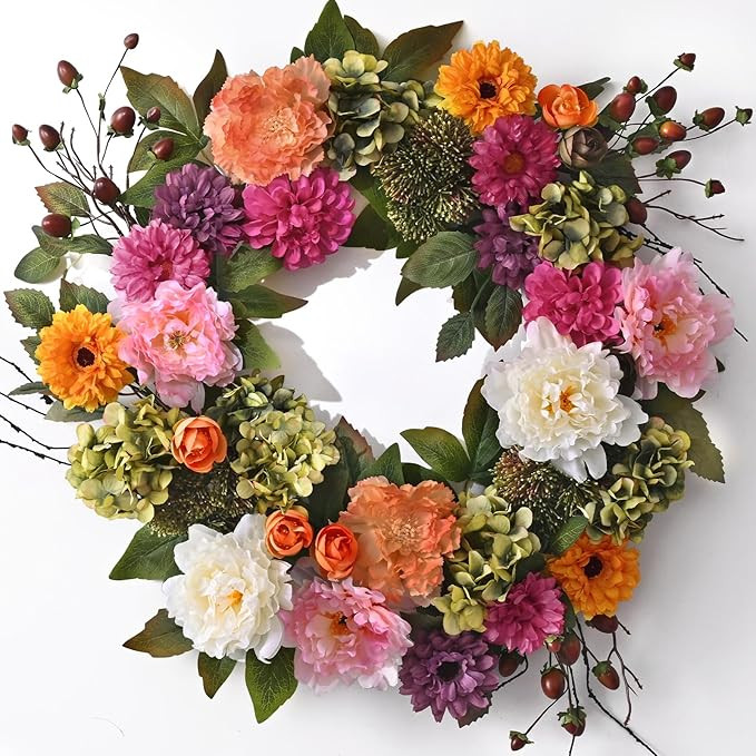 Spring Decor, Spring Wreaths for Front Door, 22 Inch Spring Front Door Wreath Indoors Outdoor Dec... | Amazon (US)