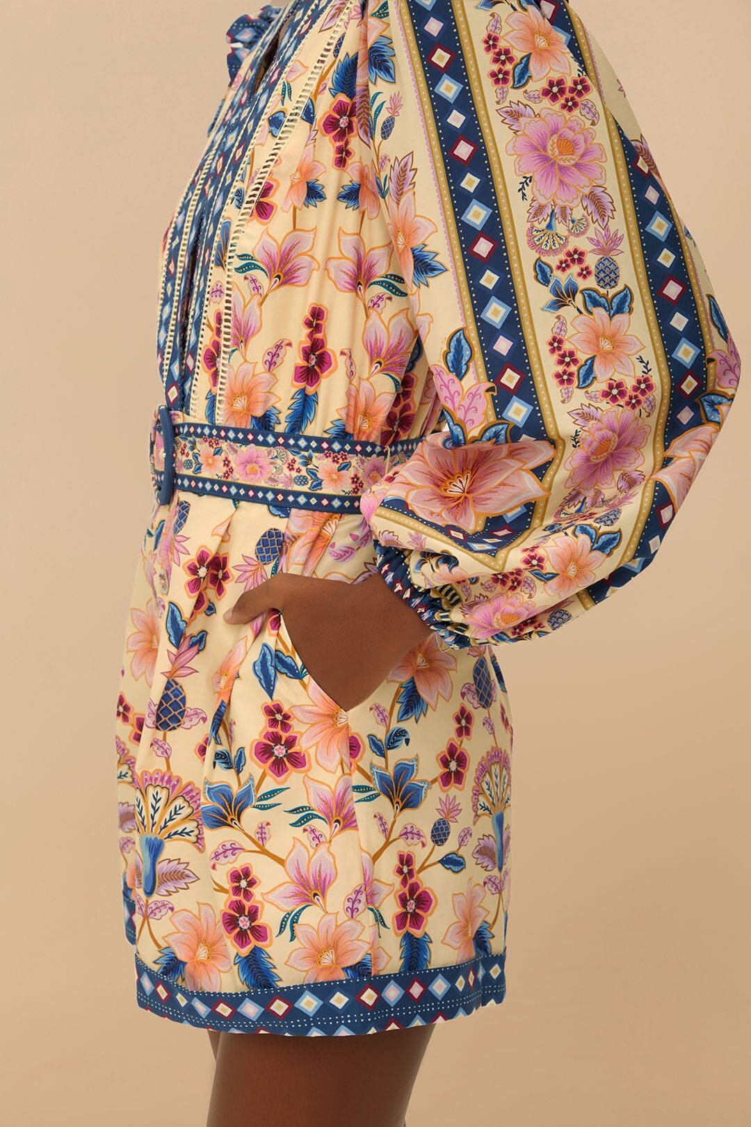 Cream Superbloom Tapestry Organic Cotton Romper | FarmRio (US)