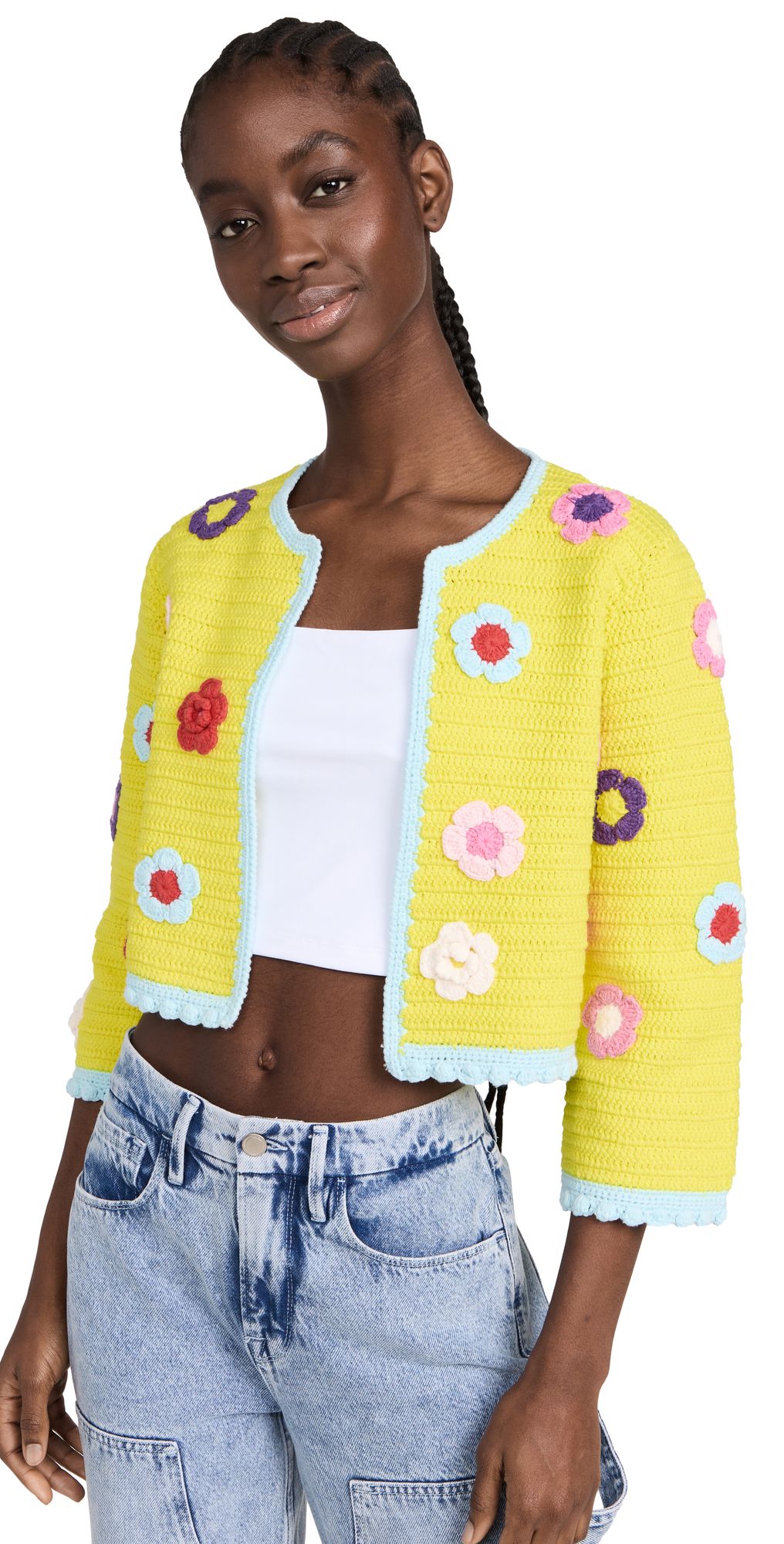 alice + olivia Anderson Flower Crochet Cardigan | Shopbop