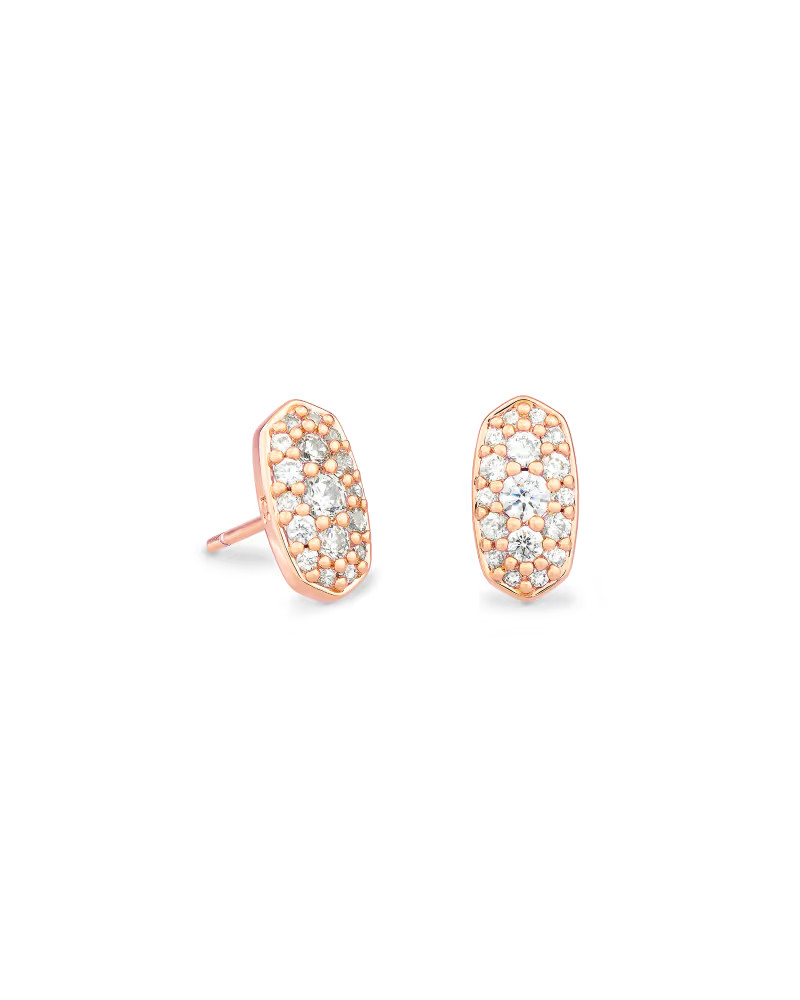 Grayson Rose Gold Stud Earrings in White Crystal | Kendra Scott