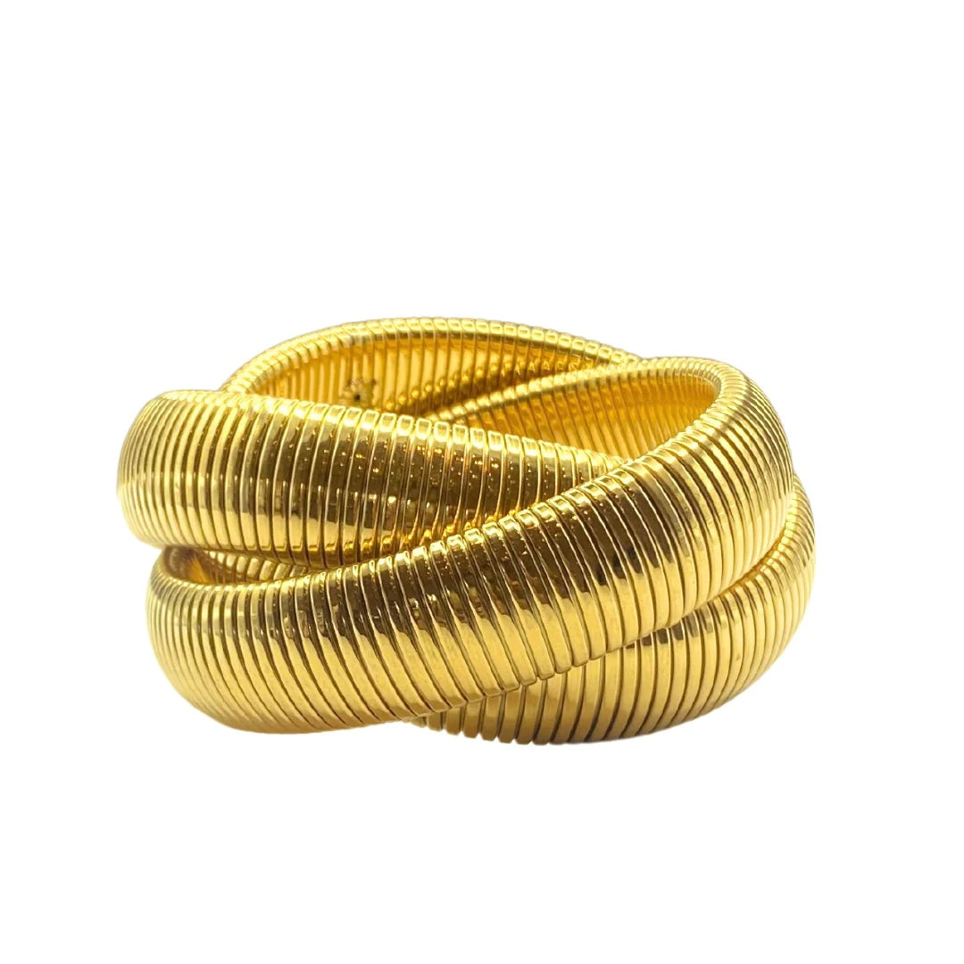 Large Gold Twisted Cobra | Accessory Concierge