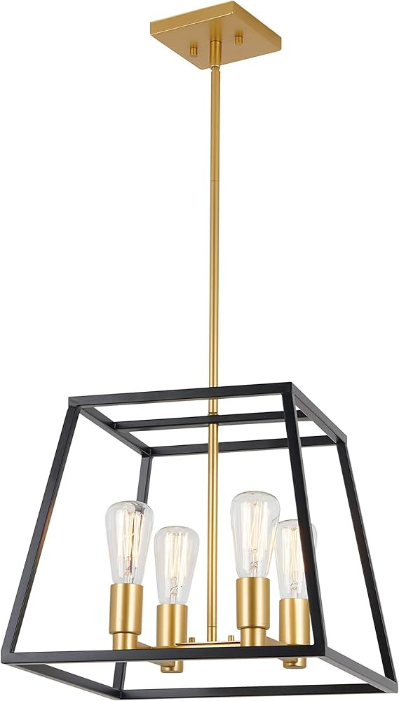 Artika CAR15-ON Carter Square 4 Pendant Fixture, Kitchen Island Chandelier, with a Steel Black an... | Amazon (US)