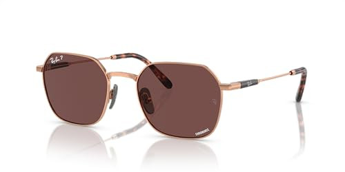 Ray-Ban RB8094 Jim Titanium Chromance Sunglasses, Shiny Light Brown/Dark Violet Polarized, 53 mm | Amazon (US)