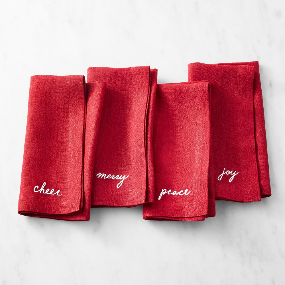 Christmas Sentiment Napkins, Set of 4 | Williams-Sonoma