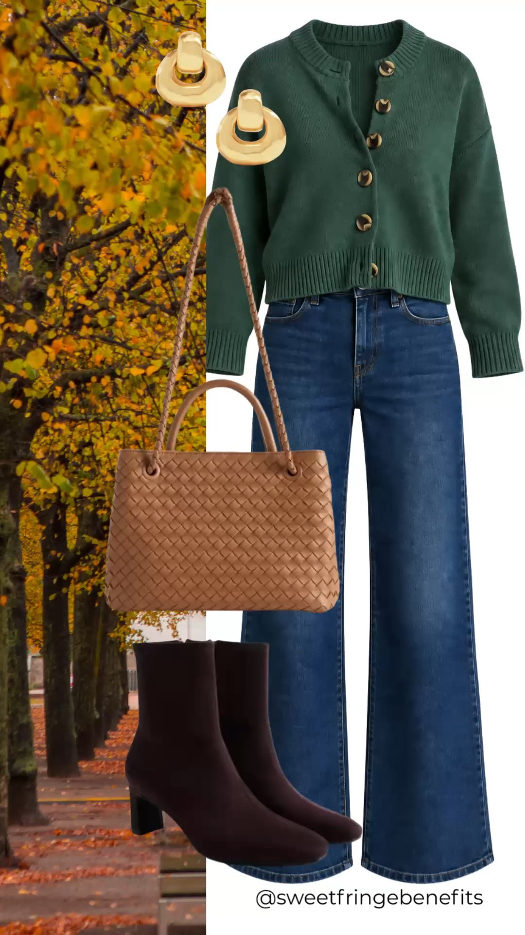 I’m really liking this deep green with the dark denim. Add the brown bag and boots, and you’ve got an outfit that feels very fall without making a big fuss about it.

#LTKgrwm #LTKdayinmylife #LTKootd