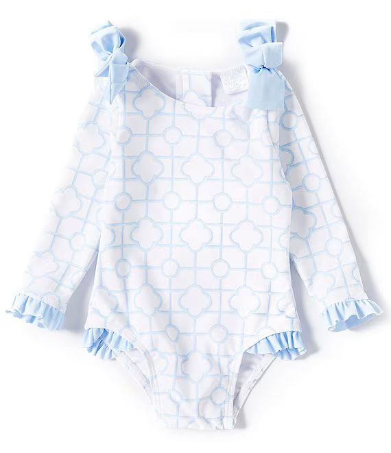 x The Broke Brooke Baby Girls Newborn-24 Months Camille Trellis Print Bow Shoulder Detail One Pie... | Dillard's