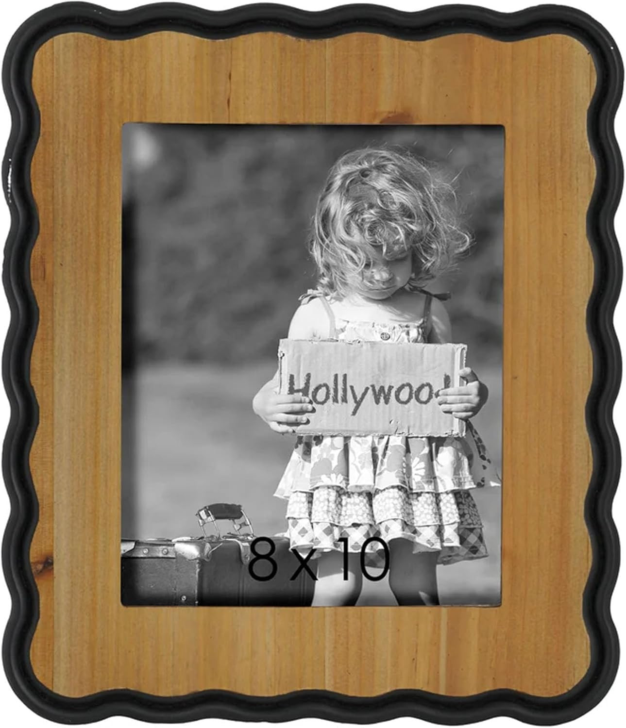 VIP Home & Garden Scalloped Wavy Edge - Holds 8 x 10 Print - 14 x 12 Inch Black/Brown Wood Tablet... | Amazon (US)
