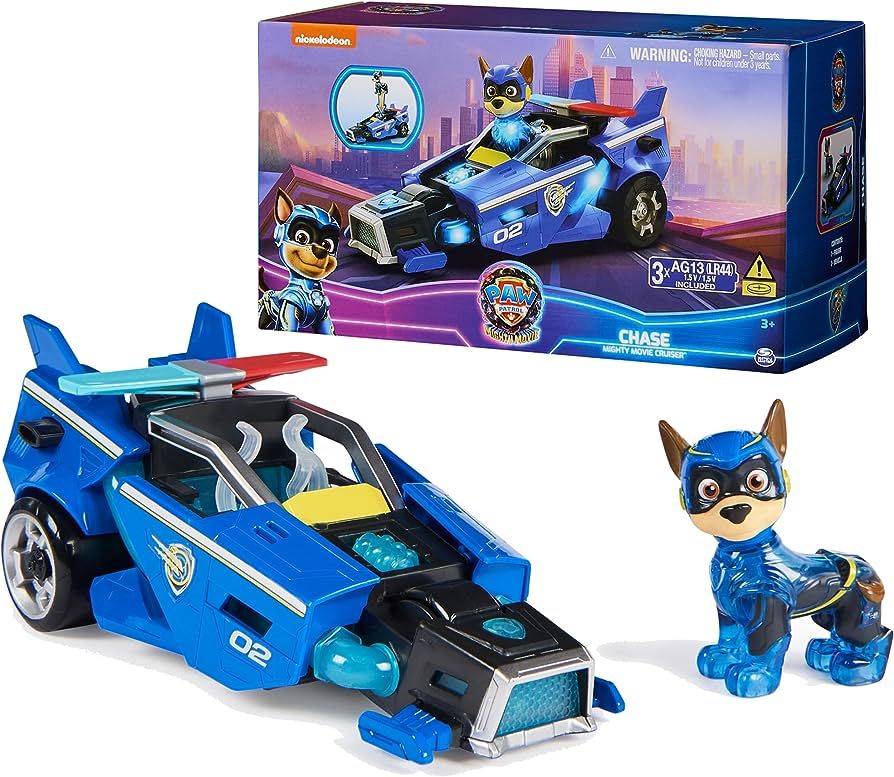 Paw Patrol: The Mighty Movie, Toy Car with Chase Mighty Pups Action Figure, Lights and Sounds, Ki... | Amazon (US)