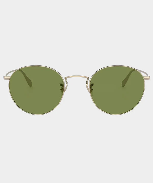 Oliver Peoples Coleridge Sunglasses in Gold With Green Lenses | Todd Snyder
