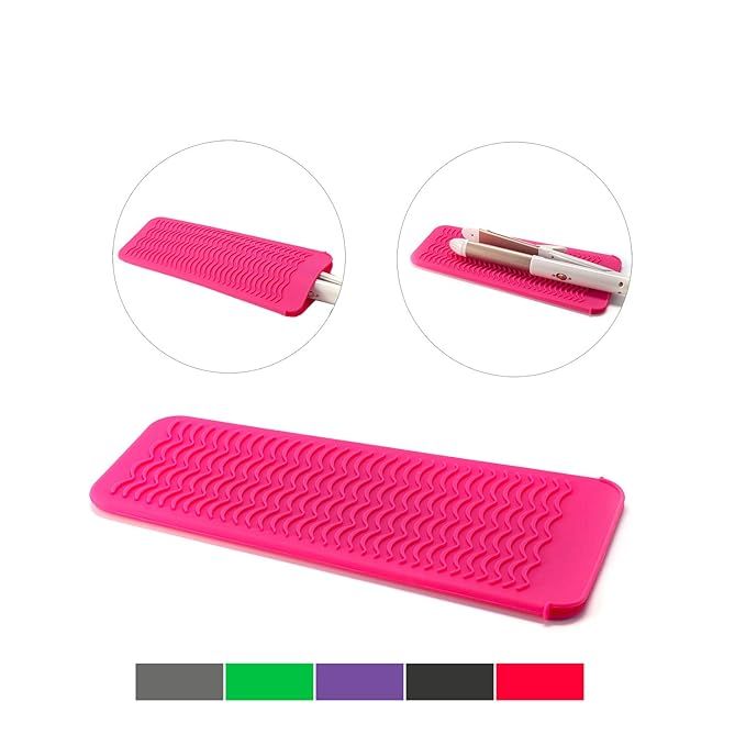 ZAXOP Resistant Silicone Mat Pouch for Flat Iron, Curling Iron,Hot Hair Tools（Hot Pink） | Amazon (US)