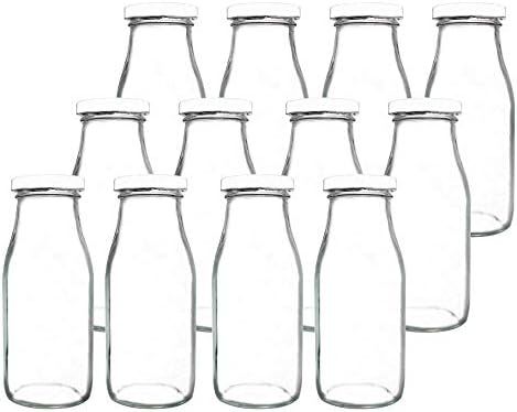 YEBODA 11oz Glass Milk Bottles with Reusable Metal Twist Lids and Straws for Beverage Glassware a... | Amazon (US)