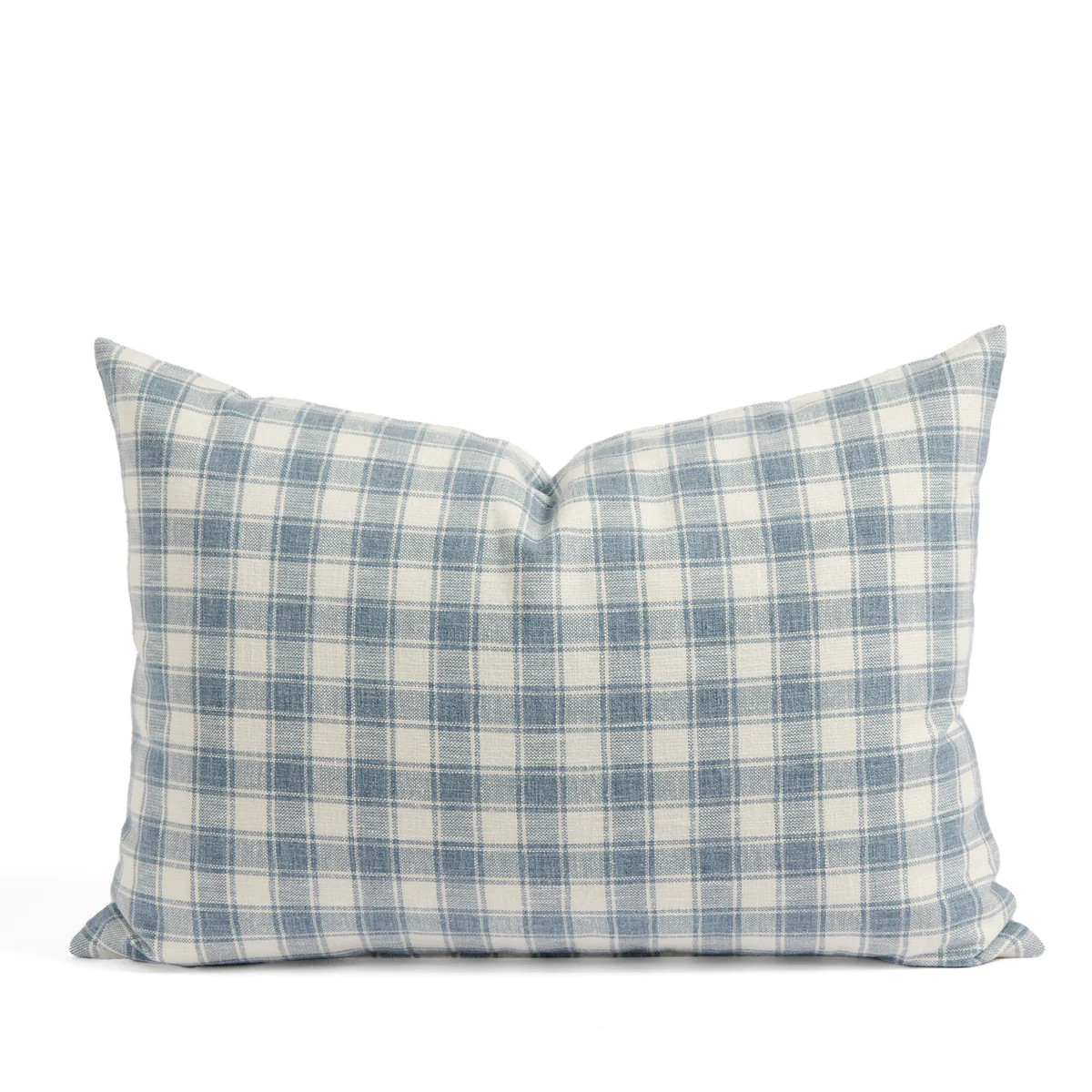 Emmett Plaid 14x20 Lumbar Pillow, Denim Blue | Tonic Living