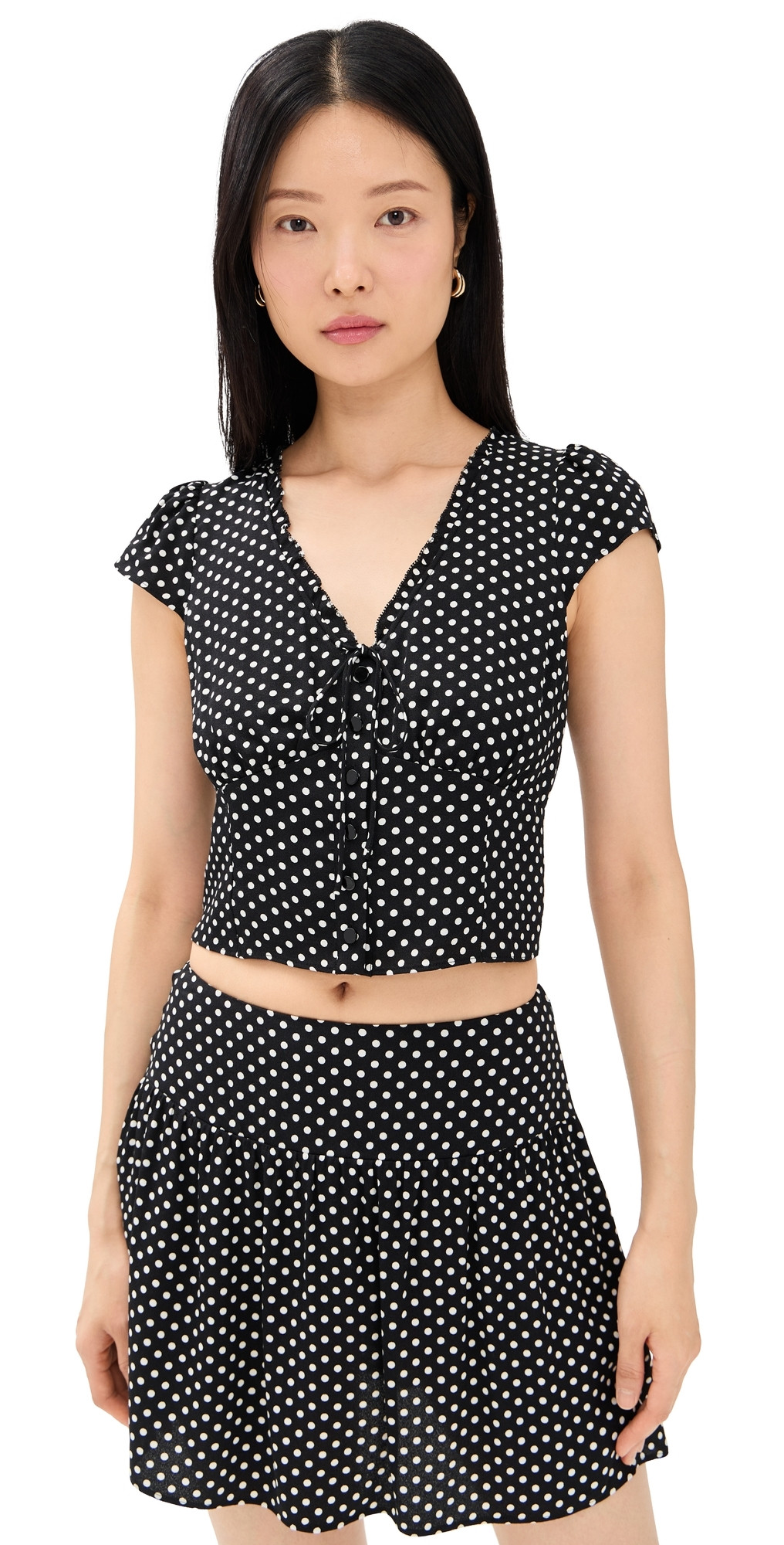 Reformation Dorothea Two Piece Crepe Set Caviar Dot 0 | Shopbop