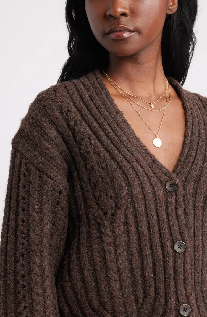 Chevron Hem Cable Cardigan | Nordstrom