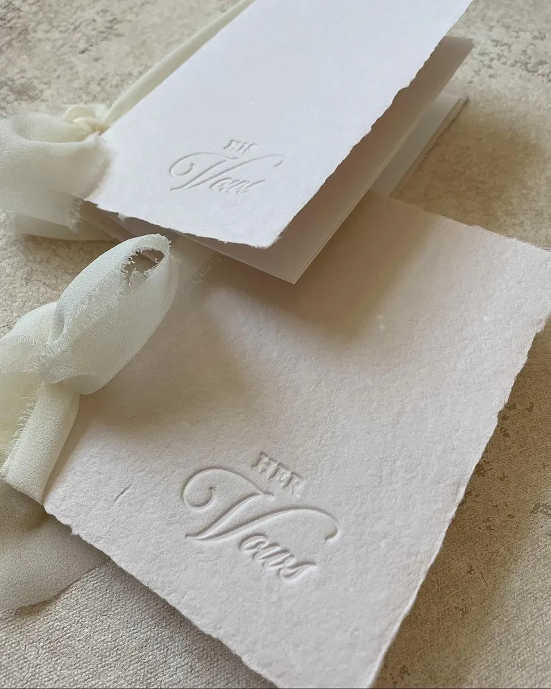Letterpress Wedding Vow Books: Handmade Paper with Chiffon Ribbon | Etsy (Global)