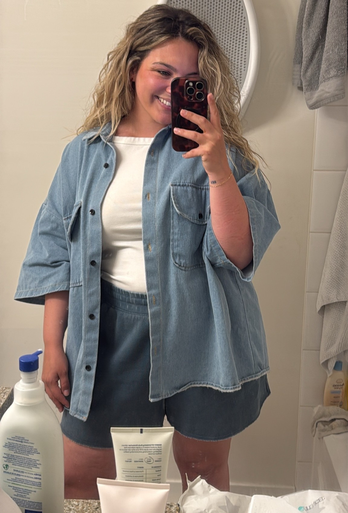 Today’s OOTD! unfortunately dressed in Lala doesn’t have the blue denim but they have the same in black! The shorts are from a boutique in St. Albert called Frockbox 

Wearing a size L in the tank

#LTKmidsize