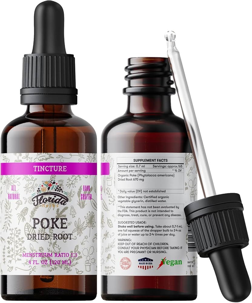 Organic Poke Root Tincture | Poke Extract Liquid for Immune & Lymphatic Support | Alcohol-Free, V... | Amazon (US)