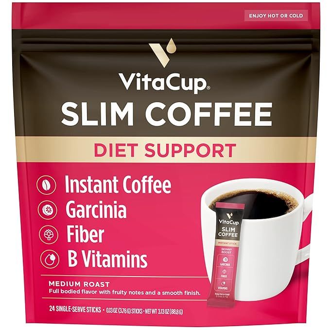 VitaCup Slim Instant Coffee Packets, with Garcinia, Fiber, B Vitamins, Bold & Smooth, Medium Dark... | Amazon (US)