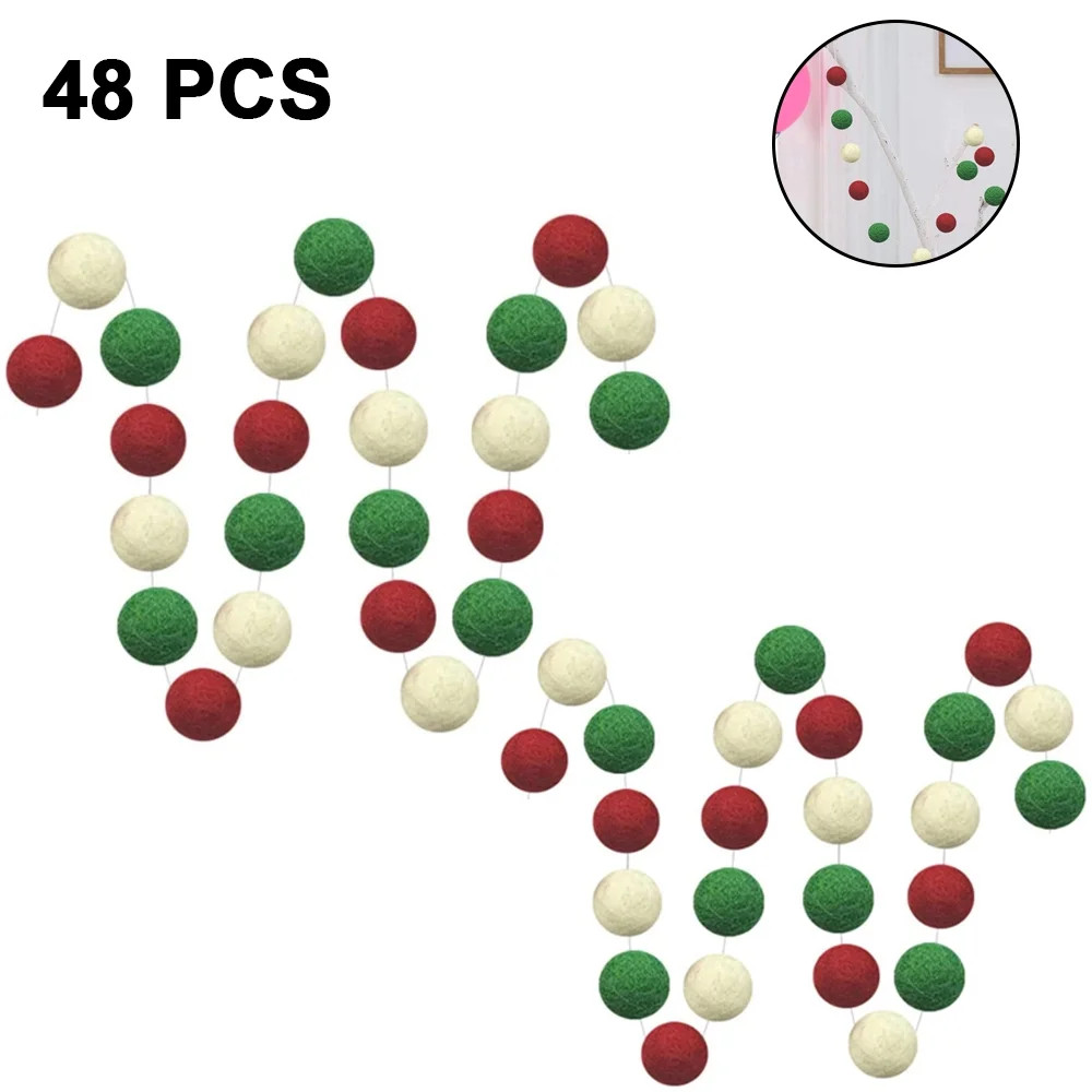 2 sets Felt Ball Garland Wool Felt Balls Garland Decoration for Thanksgiving Party Supplies | Walmart (US)