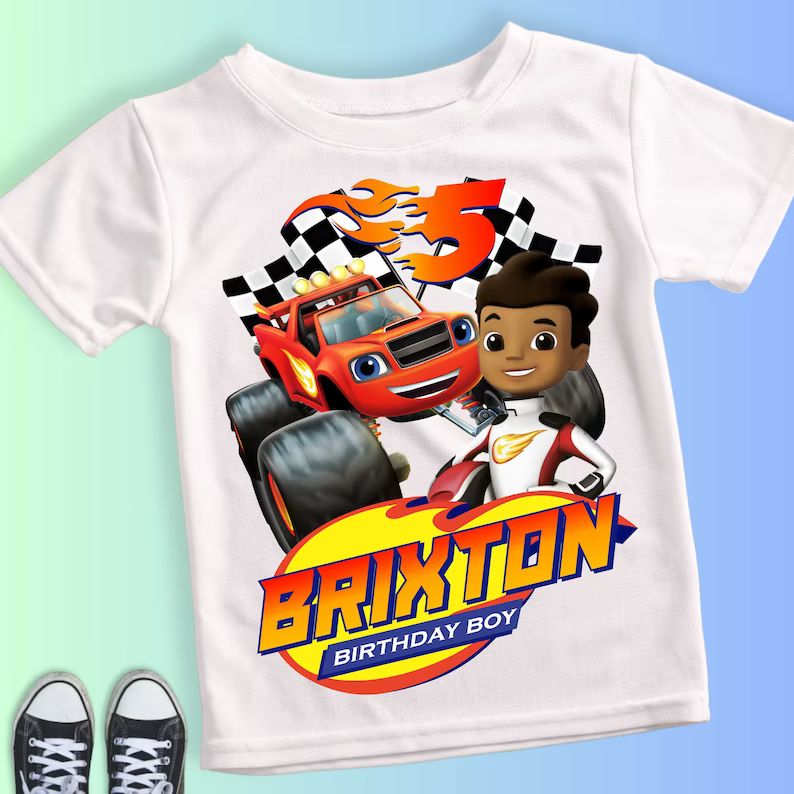 Blaze Birthday T Shirt, Cars Race theme Party, cars Personalized shirt kids, Gift Birthday Shirt,... | Etsy (US)