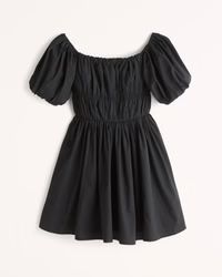 Off-The-Shoulder Puff Sleeve Mini Dress | Abercrombie & Fitch (US)