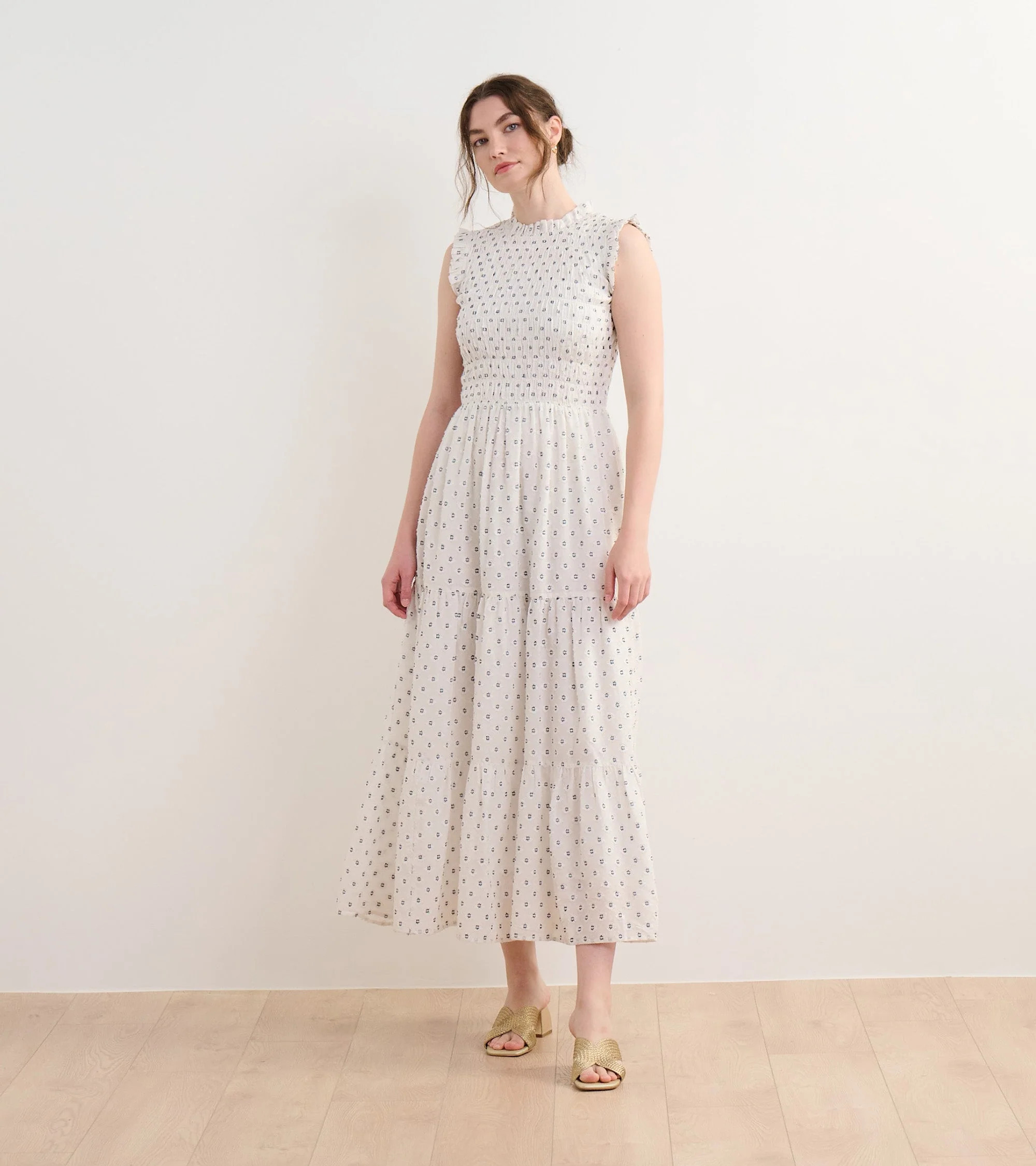 Smocked Maxi Dress - Navy Spots | Hatley