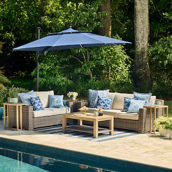 allen + roth Miles Park 2-Piece Wicker Patio Sofa Conversation Set with Cream Cushions | Lowe's