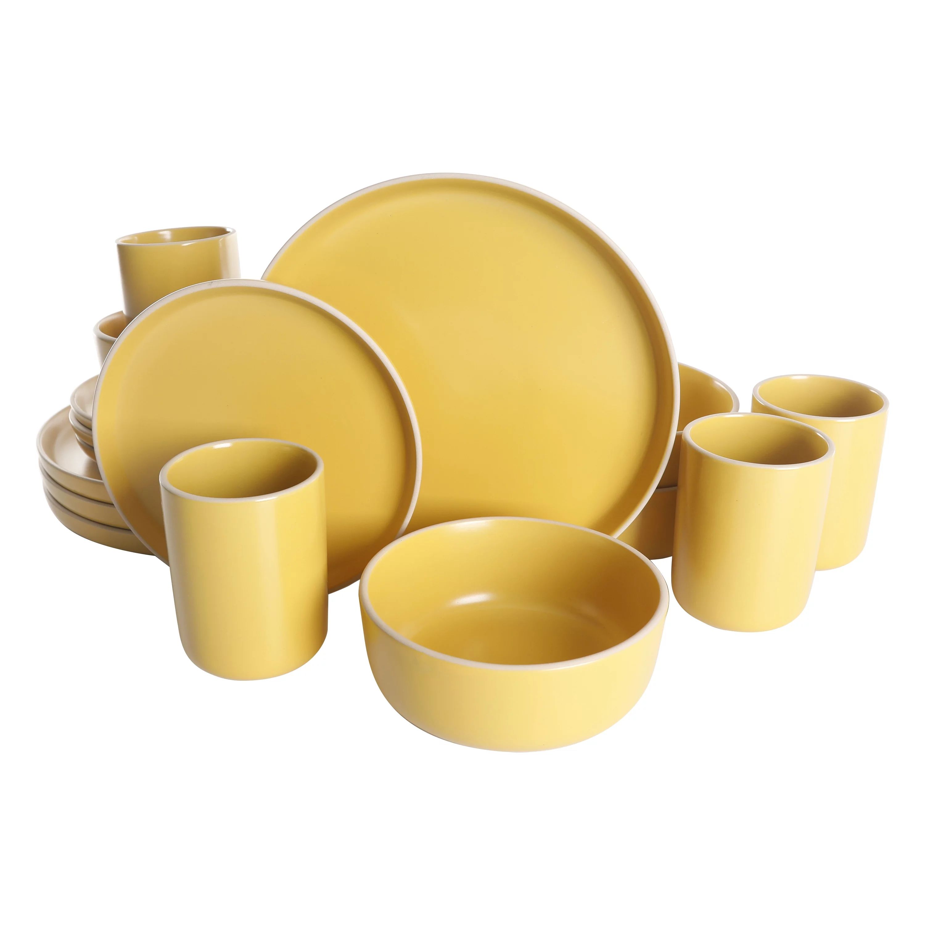 Gap Home Color Matte 16-Piece Round Yellow Stoneware Dinnerware Set | Walmart (US)