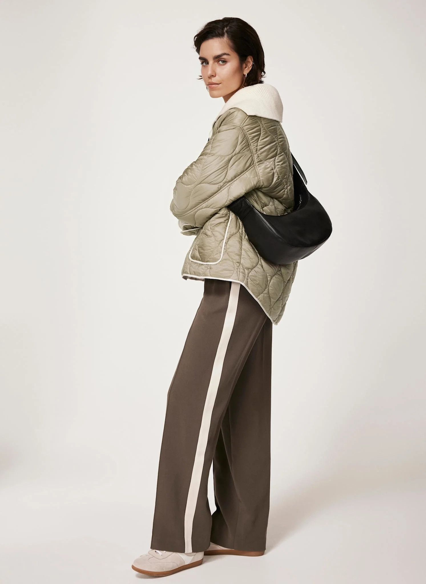 Khaki Side Stripe Trouser | Mint Velvet